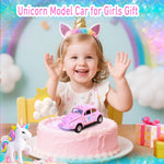 Girls Car Toy, Beetle Model 1:36 Alloy Metal Diecast Classic Vehicle Model Toy, Unicorn Car Pull Back Model Collection Gift Ornament for Kids Aldult(Pink)
