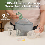 Haakaa On-The-Go Silicone Microwave Steam Sterilizer Bags for Travel, 40oz/1250ml Reusable Silicone Steaming Bags for Baby Bottles, Breast Pump, Accessories, Pacifiers, Teethers,Grey/1PC