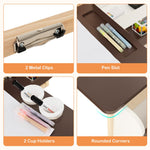 Costzon Easel for Kids, Wooden Art Center with Double-Sided Blackboard & Whiteboard, Paper Roll for Drawing, Crafts, Writing, Toddler Activity Table with Storage, Kids Table and Chair Set (Brown)