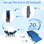 REDCAMP Kids Cot for Sleeping 2-7 Years, Portable Travel Toddler Cot Bed with Guardrail, Lightweight for Outdoor Indoor Home, Blue