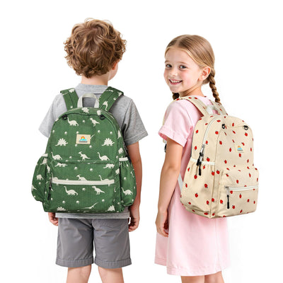 STEAMEDBUN Corduroy Kids Backpack for Boys and Girls 5-8: Boys Backpack for Elementary Kindergarten - 15 inch Cute Backpacks for Kids - Dinosaur
