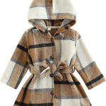 Toddler Baby Girl Dress Coat Long Sleeve Plaid Baby Girl Fleece Jacket Fall Winter Outerwear Outfit