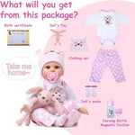 Reborn Baby Dolls Girl - 22 Inch Realistic Silicone Baby Doll, Real Life Bebe Dolls Lifelike Handmade Soft Vinyl & Cloth Body with Feeding Kit & Toys Gifts for Kids 3+ (Lucia)