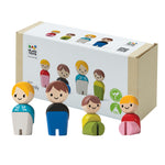 PlanToys® Wooden Dollhouse Family Set Light Skin Tone | 4 Poseable 1:12 Scale Dollhouse Figures | Montessori Pretend Play Figurines | Eco Friendly Sustainable Wooden Toy