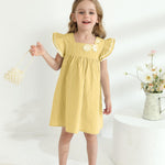 Kucnuzki Baby Girl Clothes 3 6 Month Girl Clothes Summer Yellow Dress Ruffle Fly Sleeve Square Neck A Line Casual Sundress Infant Dress Cute 2 Piece Outfit