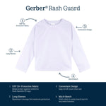 Gerber Unisex Baby Toddler UPF 50+ Long Sleeve Rashguard Swim Rash Guard Shirt, Light Pink, 12 Months US