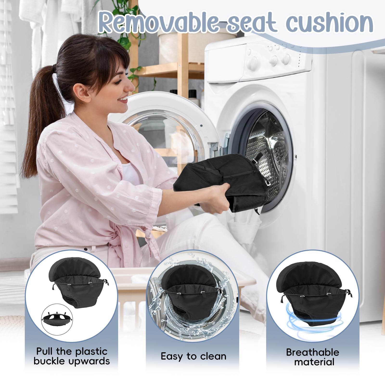 Wolfcode 5-in-1 Music and Lights Baby Walker Foldable with 5 Adjustable Heights, Baby Walker with Wheels and Bouncer Combo Portable, Infant Toddler Walker for Baby Boy Girls 6-18 Months