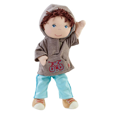 HABA Lian 12" Soft Doll - Baby Boy Doll with Brown Hair and Blue Eyes, Perfect Plush Toy for 18 Months & Up with Embroidered Face (Machine Washable)