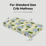 Horaldaily 2 Pack Fitted Crib Sheet for Boys Girls,Soft Breathable Washable Jersey Microfiber Baby Crib Sheet, Fits Standard Size Crib Mattress 28in x 52in, Floral Plaid Nursery Sheet Green/Yellow