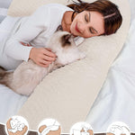 INSEN Pregnancy Pillows, L Shaped Full Body Maternity Pillow with Removable Cover, 57 Inch Pregnancy Pillows for Sleeping, Blue Jersey Cotton