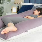 QUEEN ROSE Pregnancy Pillow, U Shaped Full Body Pillows for Sleeping Support, 65 Inch Maternity Pillow for Pregnant Women, Purple and White