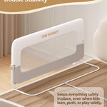Baby Bed Rail Guard, 59in Thickened Toddler Bed Rail for Toddlers, Extral Tall Swing Down Kids Child Safety Side Railing Guards/Rails for Twin, Full, Queen, King Bunk Size Bed, White/Grey, 27”H