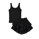 PATPAT Girls Skirt Sets Size 11-12, Black Crop Tank Tops + Pleated Skirts with Built in Shorts 2 Piece Outfits, Tween Girls Trendy Clothes Western Outfits Streetwear