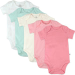 HonestBaby baby-girls 5-pack Short Sleeve Bodysuits One-piece 100% Organic Cotton for Infant Baby Girls