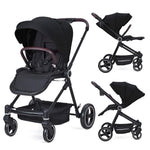 Stroller for Newborn, Convertible Baby Pram with Reversible Seat and One-Hand Fold, High Landscape Toddler Infant Pushchair with Storage Basket, Adjustable Footrest & Canopy, UPF 50+ Canopy (Grey)