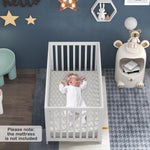 BABY JOY Wooden Baby Crib, Rubber Wood Mini Crib w/ 3-Height Adjustable Mattress Support Base & Full-Length Guardrails, Toddler Bedroom Furniture Fence Bed (White)