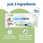 WaterWipes Sensitive+ Baby & Toddler Wipes, 3-In-1 Cleans, Cares, Protects, 99.9% Water, Textured Clean, Unscented & Hypoallergenic, 1080 Count (18 Packs)
