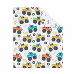 PERFEMET 4-Piece Toddler Bedding Set - Colorful Car Printed Toddler Comforter Set for Boys, Reversible Fluffy Toddler Bed Set for Baby Bedroom (White, Car Pattern)