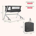 Dream On Me Skylar Bassinet and Bedside Sleeper, Adjustable Heights, Breathable Mesh Sides, Plush Mattress Pad, Wheels with Safety Locks & Tool-Free Assembly, Compact Fold & Travel Bag - Black