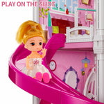 TEMI Doll House Girls Toys - 4-Story 12 Rooms Playhouse with 2 Dolls Toy Figures, Fully Furnished Fashion Dollhouse, Pretend Playhouse with Accessories, Gift Toy for Kids Ages 3 4 5 6 7 8+