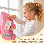 Pink Water Bottle for Girls - 12oz Rainbow Kids Water Bottle with Straw, Stainless Steel Tumbler, Insulated, Leak-proof, BPA-free, Pop-up Straw Lid, for School - Children Birthday Gift Cup(1pc)