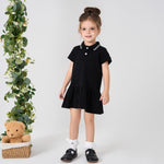 pureborn Toddler Girls Polo Dress Short Sleeve Pique Cotton Dress Summer Casual Playwear Dresses Black 2-3 Years