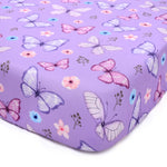 JISEN Baby Crib Sheets Soft Breathable Butterfly Fitted Crib Sheets Baby Sheet for Standard Crib and Toddler Mattress Bed Sheets for Crib for Boys Girls Neutral 52x28 Inch