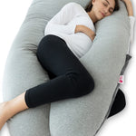 Meiz Pregnancy Pillows Cooling, Pregnancy Pillow U Shaped, Full Body Pillow and Maternity Pillow for Support Neck/Back/Legs with Pregnancy Pillow Cooling Jersey Cover & Velvet Cover, Grey