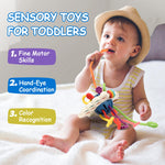Hooku Montessori Toys for 1 Year Old, Sensory Toys for Babies, Food Grade Silicone Pull String Activity Toy, Fine Motor Toys, Travel Toys, Toddler Infant Girl Boy Gifts