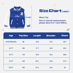 Volunboy Toddler Boys Baseball Jacket Kids Varsity Letteman Fall Winter Fleece Bomber Outerwear (Bluewhite, 18-24 Months)
