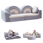 BUMNANA 14pcs Modular Kids Play Couch, Child Sectional Sofa, Fortplay Bedroom and Playroom Furniture for Toddlers, Convertible Foam and Floor Cushion for Boys and Girls