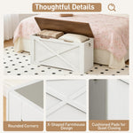 RALGEND Toy Chest, 31.5" Storage Chest with Metal Hinge and Pull Handles, Wooden Storage Bench, Toy Box for Living Room, Bedroom, Entrance, Walnut and White