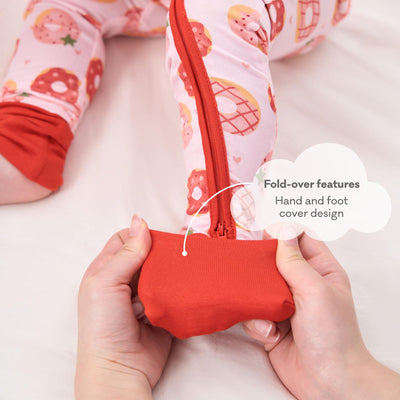 pureborn Baby Girls Sleeper Viscose from Bamboo Pajamas 2-Way Zipper Snug Fit Sleepwear Strawberry donut 0-3 Months