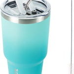 BJPKPK 30oz Stainless Steel Tumbler Color Block Insulated Tumblers Cup with Lid and Straw, Double Walled Travel Coffee Mug,Mint