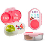 b.box Snack Box - Leakproof Mini Bento Box for Kids & Toddlers, 2 Compartment Snack Containers for Kids, Lunch Containers, Dishwasher Safe, BPA Free, PFAS Free, Ages 4m+, 1 3/4 Cup - Flamingo Fizz