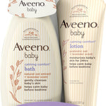 Aveeno Baby Calming Comfort Bath & Body Lotion Set, Nighttime Baby Skin Care Products with Nourishing Oatmeal Plus Relaxing Lavender & Vanilla Scents, Paraben- & Phthalate -Free, 2 Items