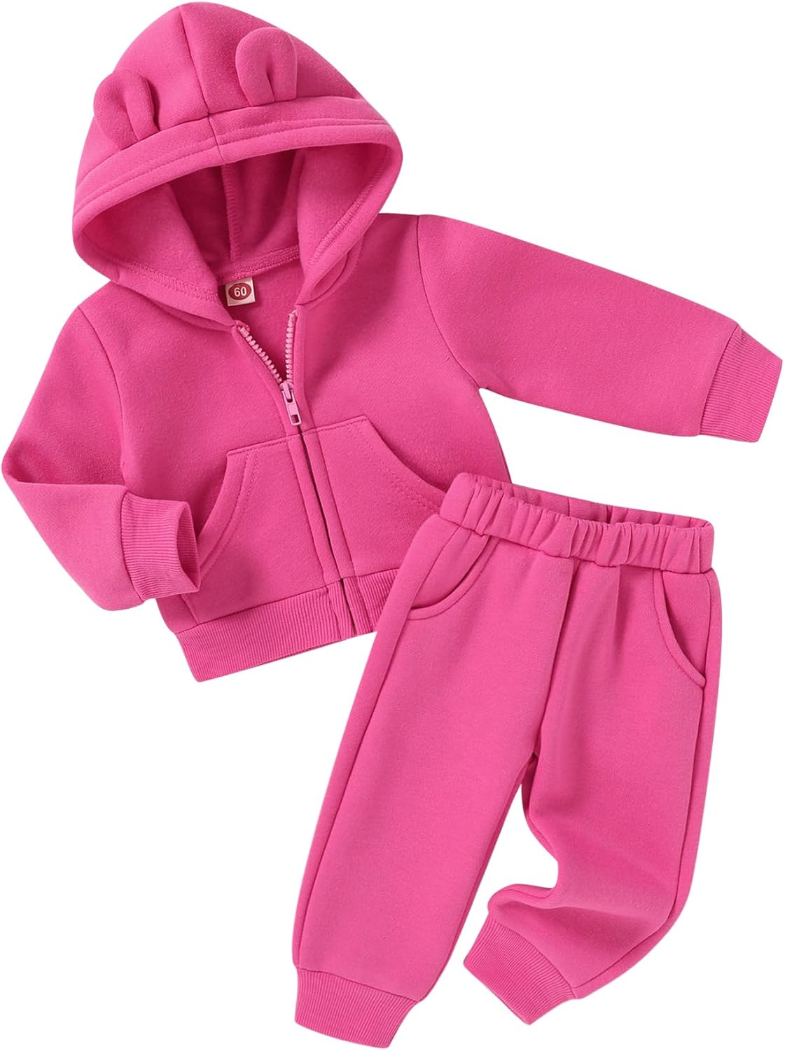 Happy Town Baby Clothes for Girls Boys Clothes Solid Color Zipper Hoodie and Pants Set Infant Fall Winter Outfits