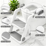 BABY JOYCE Potty Training Seat, 2 in 1 Potty Training Toilet Seat with Step Stool Ladder for Kids Boys Girls, Toddler Toilet Seat with Steps Splash Guard Replacement Cushion Reward Stickers (Grey)