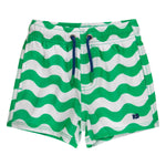 RUGGEDBUTTS Boys UPF50+ Stretch Neon Swim Trunks - Bright Green Wavy Stripe, 3-6m