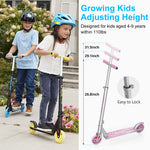 RideVOLO K05 Kick Scooter for 4-9 Years Old Kids, 3 Adjustable Heights, Ultra Lightweight and Easy Assembly, 5" Flash Wheels, Max Load 110lbs, Outdoor Activities, Gift for Boy/Girl Pink