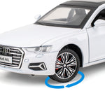 BDTCTK 1/32 A6L Model Cars Toy, Zinc Alloy Diecast Pull Back Toy Cars with Sounds and Lights Vehicles for Kids Boy Girl Gift (White)