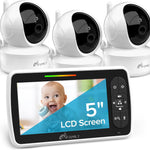 iFamily Baby Monitor - Large 5" Screen with 30Hrs Battery Life - Remote Pan-Tilt-Zoom;No WiFi, Two-Way Audio, Night Vision, Temperature, Lullabies, 960ft Long Range Baby Monitor with Camera and Audio