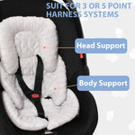 Infant Carseat Insert, 2-in-1 Reversible Baby Car Seat Cushion for Newborn Toddler Head & Body Support Car Seat Pad for Carseats, Strollers, Swings, Bouncers