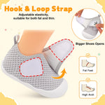 FEETCITY Baby First Walker Shoes Boys Girls Wide Infant Shoes Barefoot Baby Sneakers Newborn Crib Shoe Flexible Infant Shoe Grey