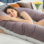 QUEEN ROSE Pregnancy Pillow, U Shaped Full Body Pillows for Sleeping Support, 65 Inch Maternity Pillow for Pregnant Women, Purple and White