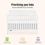 Dream On Me Avery 5-in-1 Convertible Full-Size Baby Crib in White, Converts to Toddler Bed, Daybed & Full-Size Bed, 3 Adjustable Mattress Heights, Greenguard Gold & BSA Certified