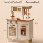 ROBUD Kids Kitchen Playset, Mocha Montessori Wooden Play Kitchen with Ice Dispenser, Pretend Toddlers Kitchen Toy with Accessories, Baby Gift for Ages 3 4 5 6 7 8