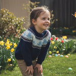Motlapol Toddler Baby Boy Girl Christmas Outfit Tree Print Oversized Long Sleeve Crewneck Knit Sweater Winter Holiday Clothes (Easter Bunny Blue, 2-3 Years)