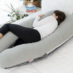 Meiz Pregnancy Pillows Cooling, Pregnancy Pillow U Shaped, Full Body Pillow and Maternity Pillow for Support Neck/Back/Legs with Pregnancy Pillow Cooling Jersey Cover & Velvet Cover, Grey