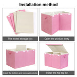 popoly 122L Large Toy Box Chest with Lid, Foldable Toy Storage Organizer Bin Boxes with Removable Divider for Kids, Boys, Girls, Nursery, Playroom, 26"x17" x17"(Linen Pink)